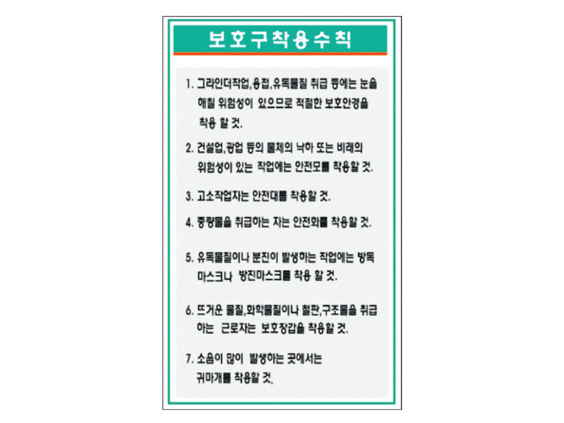 보호구착용수칙 안전교육장 판넬